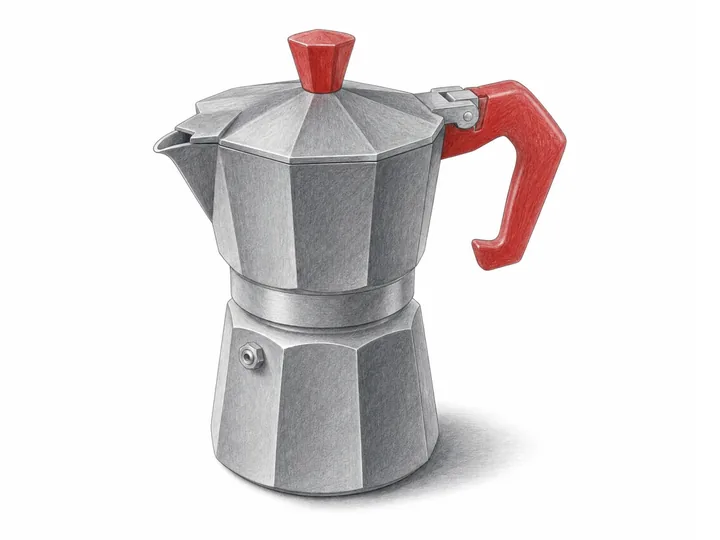 Bleistiftzeichnung einer Espressokanne